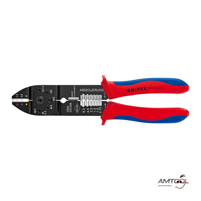 Кримпер затискний для опресування клем 215 мм — Knipex 97 21 215, фото 1