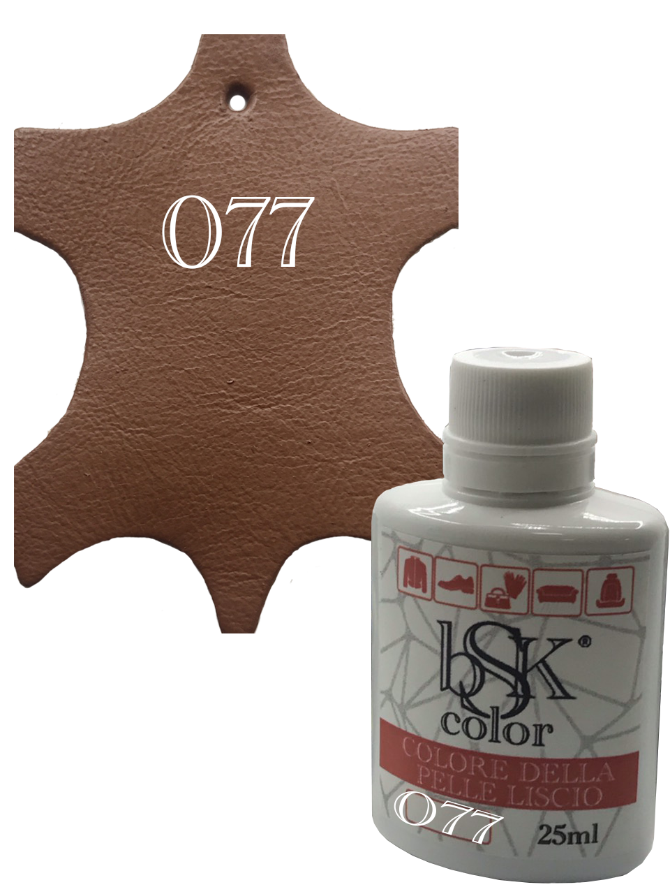 Фарба для шкіри коричнево-руда Bsk color No077 25 мл, фото 1