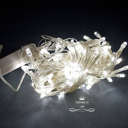 Гірлянда електрична LED 100 новорічна біла LED, фото 1