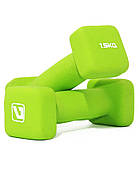 Гантелі неопренові квадратні 2*1,5 кг LiveUp SQUARE HEAD для фітнесу, аеробіки, тренувань і спорту.