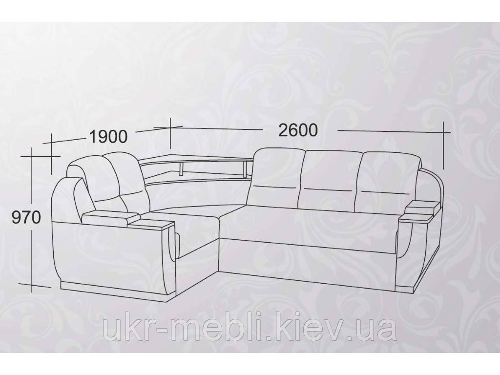Угловой диван Меркурий с пуфом-столиком, Юдин - фото 2 - id-p63128382