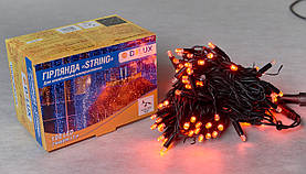 Світлодіодна гірлянда нитка DELUX String Flash 10м 100 LED червоний/чорний