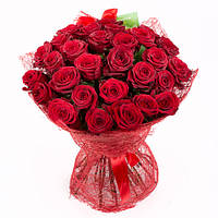 Букет з яскравих червоних троянд «Диво 29 троянд»