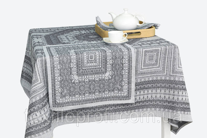 Лляний столовий комплект "Калейдоскоп" на 6 персон (скатерти 150 на 150 см)