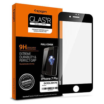 Захисне скло Spigen для iPhone 8 Plus / 7 Plus Full Cover, Black (043GL20470)
