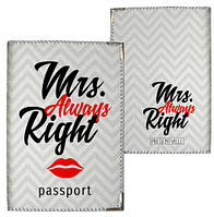 Обкладинка на паспорт Mrs. Always right (тканина)