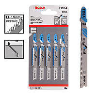 Пилка для лобзика Bosch T 118 A, HSS 5 шт/упак. (ОРИГИНАЛ) по листовому металлу