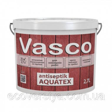 Лак-антисептик для дерева Vasco Antiseptik Aquatex, 2,7 л