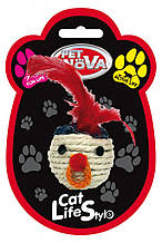 Іграшка для кішок Плетена голова з пір'ям Pet Nova 5 см