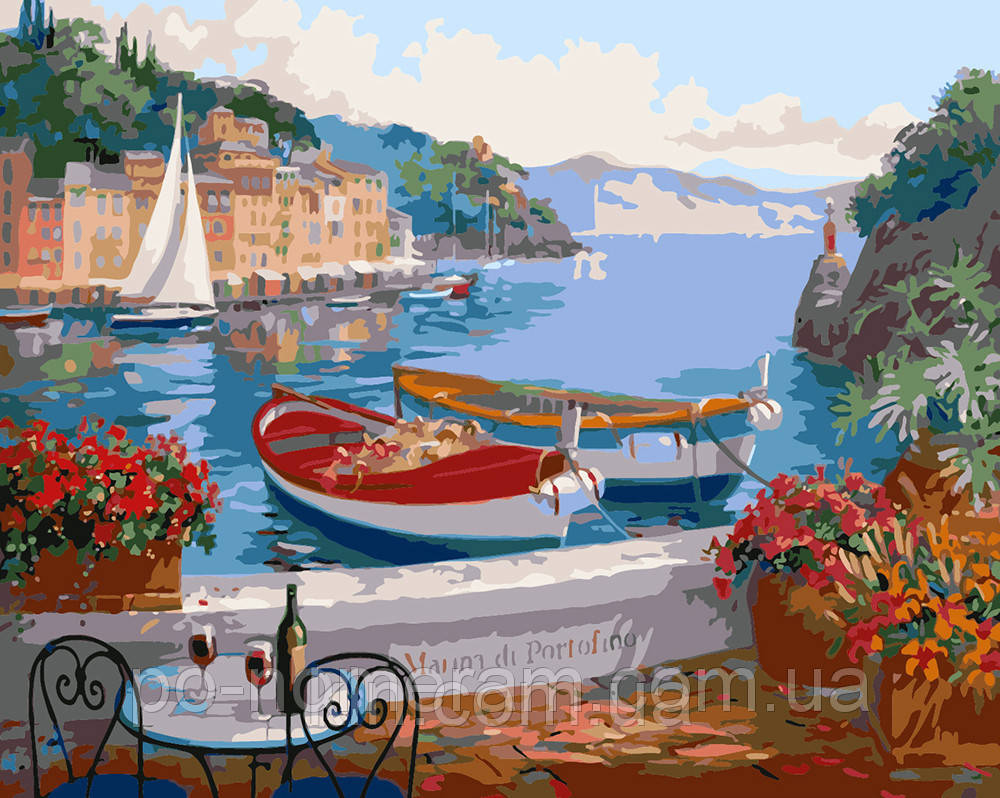Картина за номерами Menglei MG1130 Краєвид на портофіно 40 х 50 см, фото 1