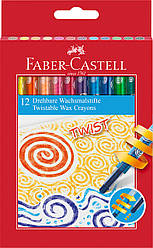 Крейда воскова викручувана в пластиковому корпусі Faber-Castell 12 кольорів у картонній коробці, 120003