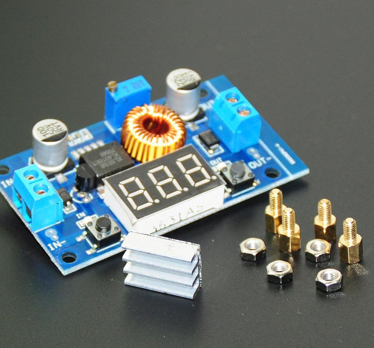 Понижуючий перетворювач XL4015 з екраном, ніжками, радіатор DC-DC 1.25-36V