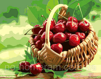 Малювання за номерами MG1123 Вишня в кошику 40 х 50 см 950 квіти