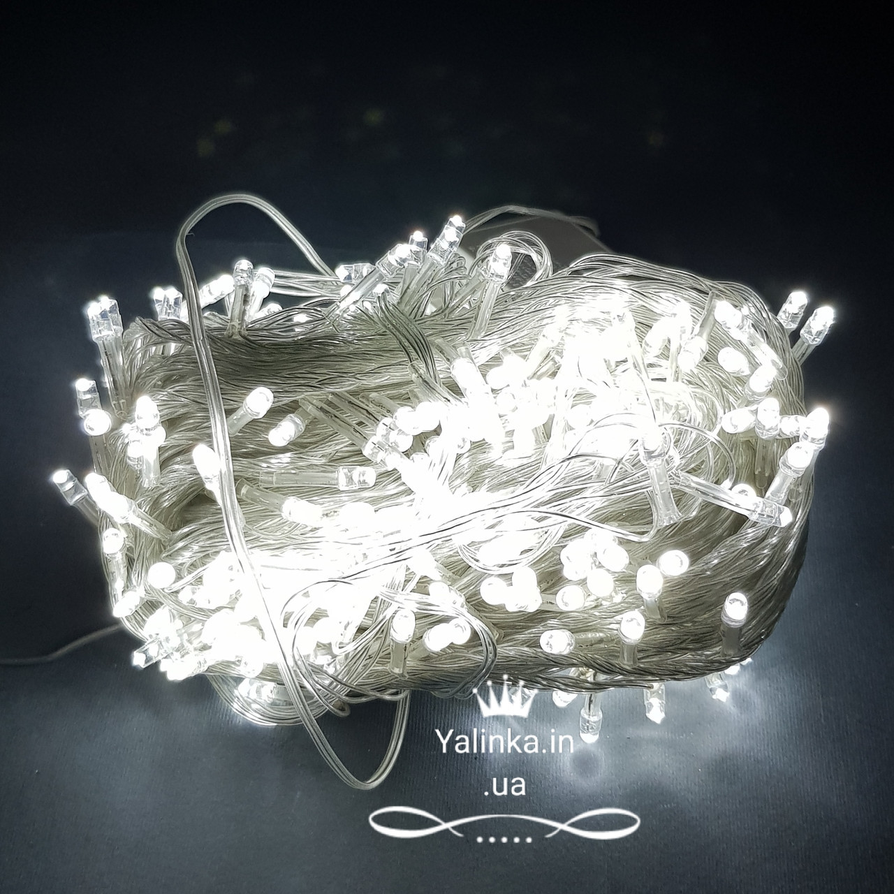Гірлянда електрична чорний дріт LED 500 новорічна біла LED