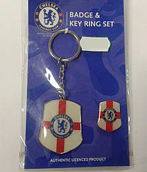 Брелок для ключів (Челсі) Chelsea Keyring + Badge Set CC WH