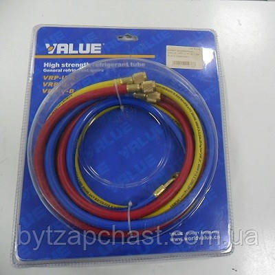 Шланг заправочный для фреона R-134 1,5м (3 шт) VALUA, фото 1
