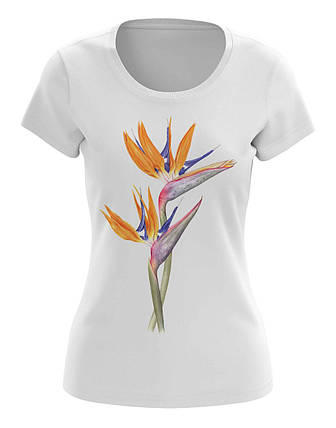 Жіноча футболка з принтом "Квіти, Райська Пташка", фото 2