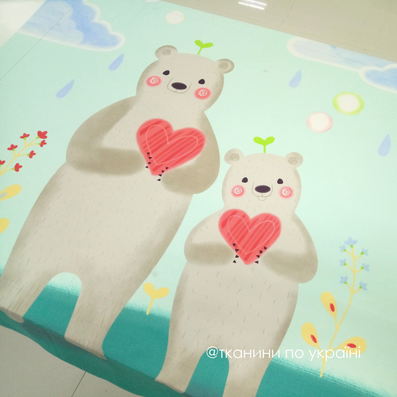 Панелька сатин "Ведмедики з серцями" 160*125