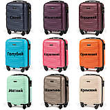 Чемодан дорожній ударостійкий , валіза на 4 колесах WINGS ABS 401 міні (ручна кладь) 48х35х18 см , синій, фото 5