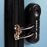 Чемодан дорожній ударостійкий , валіза на 4 колесах WINGS ABS 401 міні (ручна кладь) 48х35х18 см , синій, фото 2