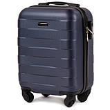 Чемодан дорожній ударостійкий , валіза на 4 колесах WINGS ABS 401 міні (ручна кладь) 48х35х18 см , синій, фото 4