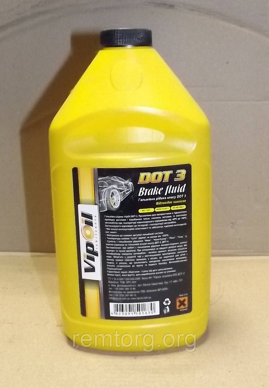 Гальмівна рідина VipOil brake fluid DOT3 0,9 л.
