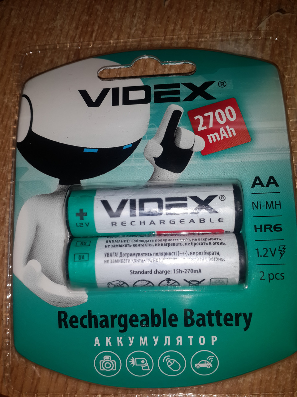 Аккумулятор VIDEX AA 2700 - фото 1 - id-p70642081