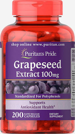 Puritan's Pride Grapeseed Extract 100 mg 200 caps, фото 1