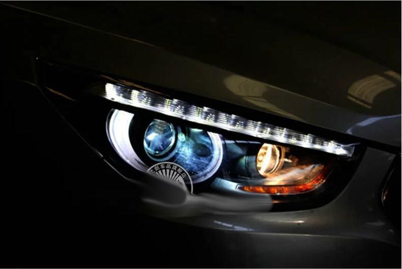 Передні фари тюнінг оптика Hyundai IX35 чорні, фото 1