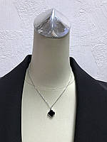 Ланцюжок кольє з кулоном Lux сріблястий двосторонній з емаллю.