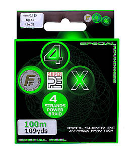 Шнур Lineaeffe FF 4X Super PE Braid Moss Green 100 м 0.14