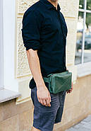 Сумка поясна Dropbag Maxi шкіряна (зелена), фото 5