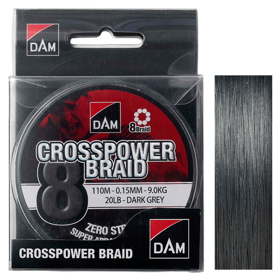 Шнур DAM CROSSPOWER 8-BRAID 110 м (dark grey) 0.20