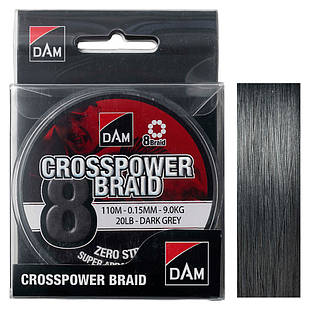 Шнур DAM CROSSPOWER 8-BRAID 110 м (dark grey) 0.22