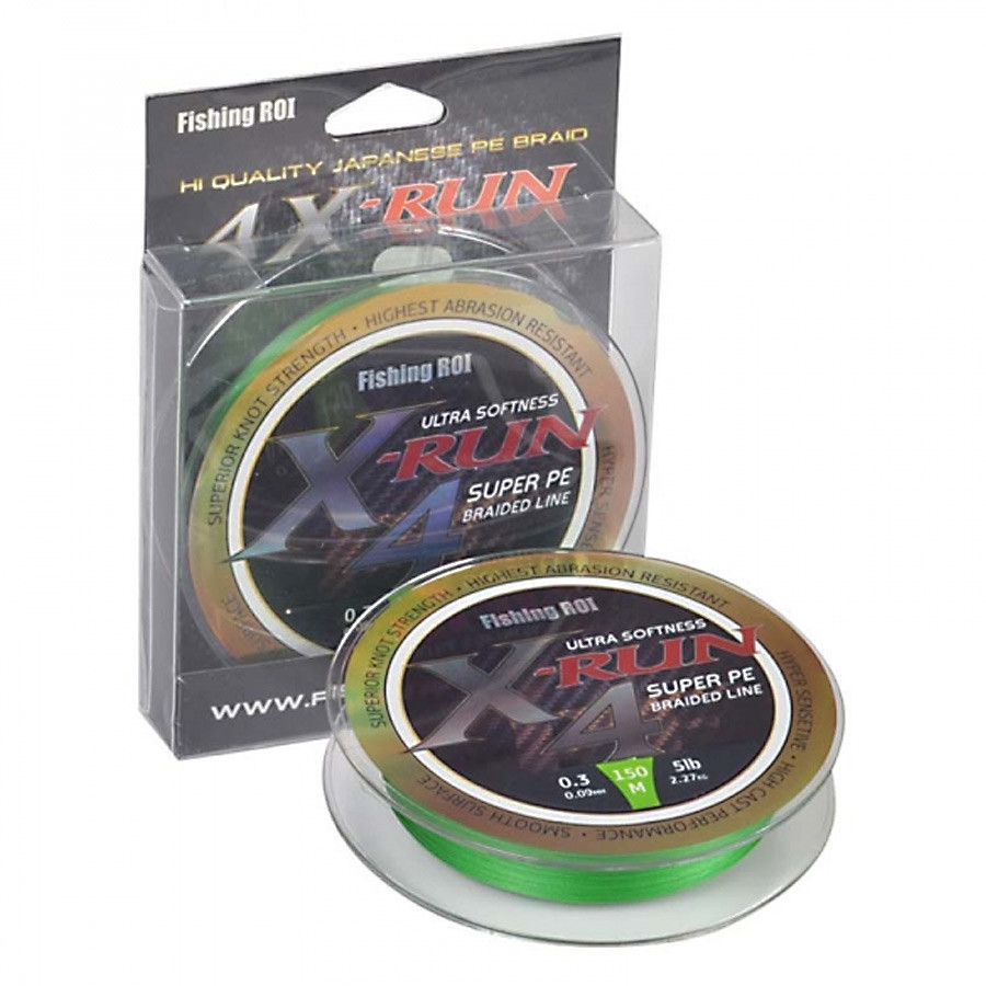 Шнур Fishing ROI X-Run Braid 4PE 150 м колір-Grass Green 0.90 0.205