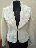 N-0018 Теплая белая свадебная шубка (курточка), искусственный мех, 44 размер, б/у