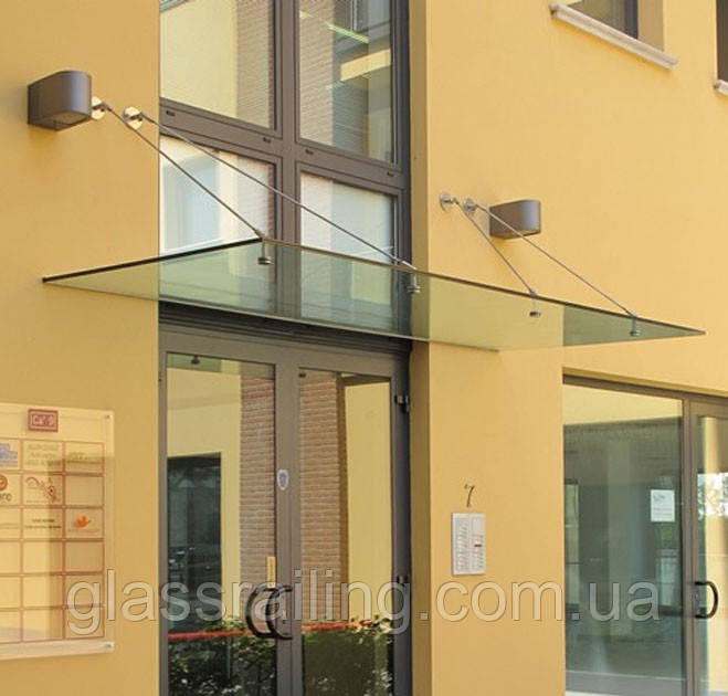 Скляний козирок на вантах, фото 1