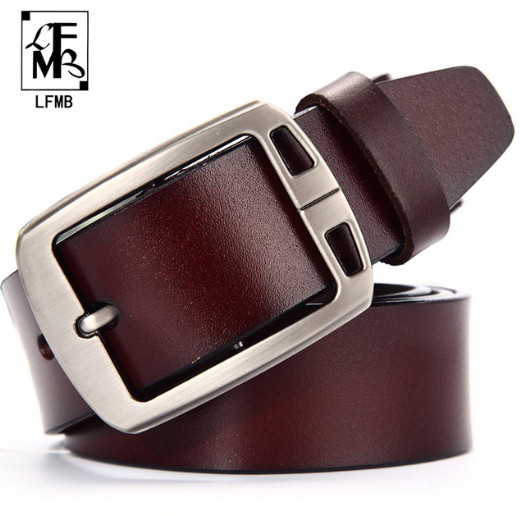 Шкіряний ремінь чоловічий з натуральної шкіри. Чоловічий ремінь пояс для джинсів LFMB Коричневий, фото 1