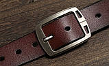 Шкіряний ремінь чоловічий з натуральної шкіри. Чоловічий ремінь пояс для джинсів LFMB Коричневий, фото 6
