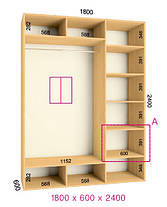 Шафа-купе 2 двері Стандарт, 180х60 h-240, ТМ Фенікс, фото 2