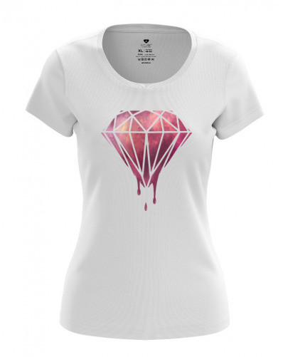 Футболка жіноча літня "Брілліант" білий із рожевим діамантом, XXXL
