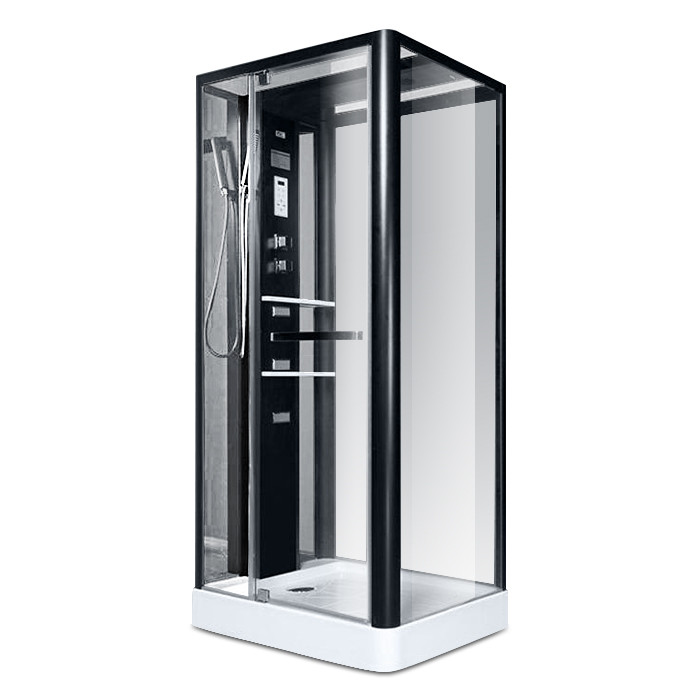 NA112-3A, Miracle, гідробокс 100 х 80 см, рама чорна, скло прозоре, задня стінка і дах дзеркальні, фото 1