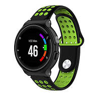 Спортивный ремешок с перфорацией Primo для часов Garmin Forerunner / Approach - Black&Green