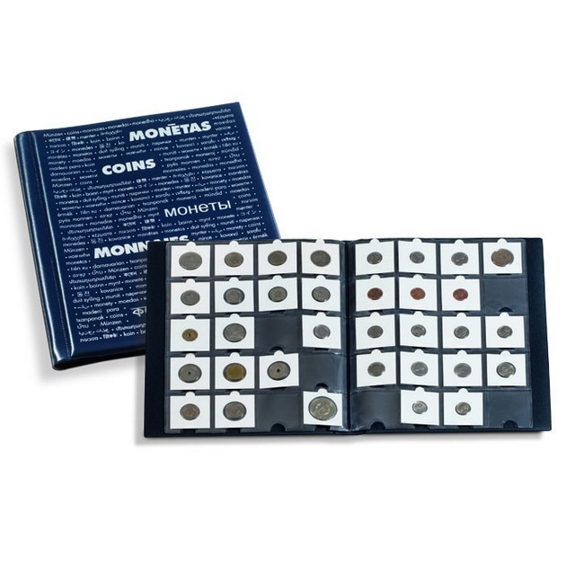 Альбом Leuchtturm, для розташування 200 монет в холдерах, синій