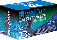 Безопасные одноразовые ланцеты Wellion 23g (2,2 мм) №200