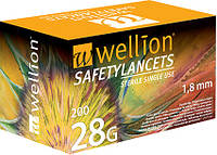 Безопасные одноразовые ланцеты Wellion 28g (1,5 мм) №200