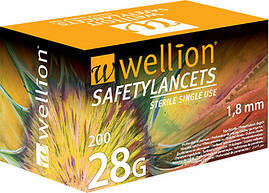 Безпечні одноразові ланцети Wellion 28g №200