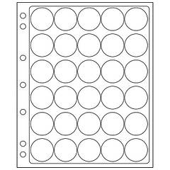 Аркуш-пластик Leuchtturm, для монет деіаметром 30...31 мм у капсулах