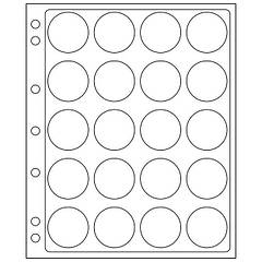 Аркуш-пластик Leuchtturm, для монет деіаметром 38...39 мм у капсулах