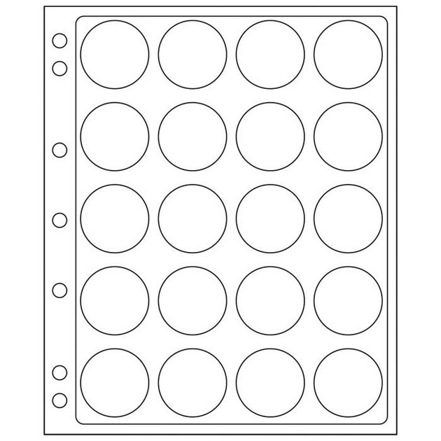 Аркуш-пластик Leuchtturm, для монет деіаметром 38...39 мм у капсулах